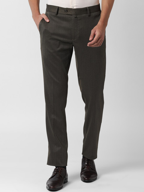 

Peter England Men Grey Slim Fit Solid Formal Trousers