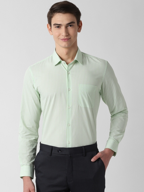

Peter England Men Green & White Slim Fit Striped Formal Shirt