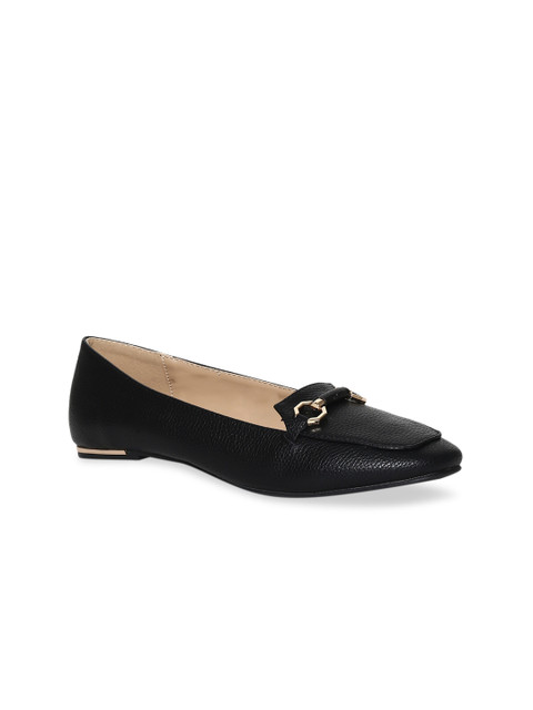 

Stride Women Black Textured Horsebit Loafers