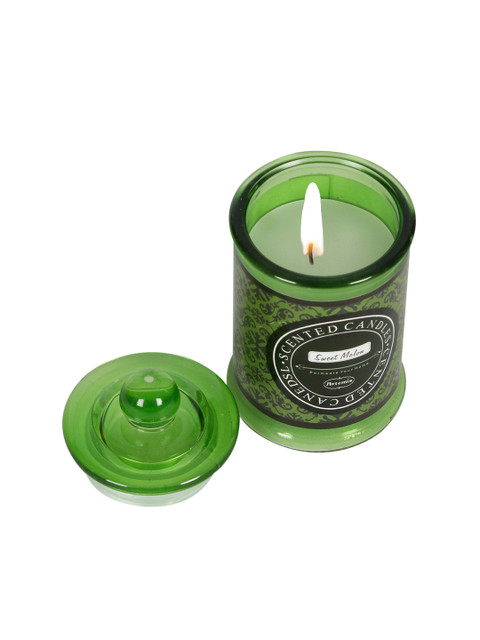 

Aapno Rajasthan Green Sweet Melon Artemis Aromatic and Pristine Glass Candle