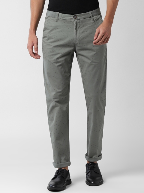 

Peter England Casuals Men Grey Slim Fit Printed Regular Trousers