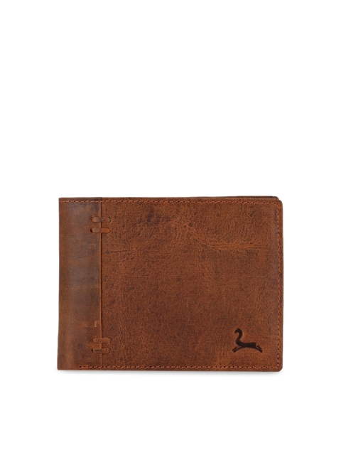 

Pacific Gold Men Brown Solid Genuine Leather Two Fold Wallet