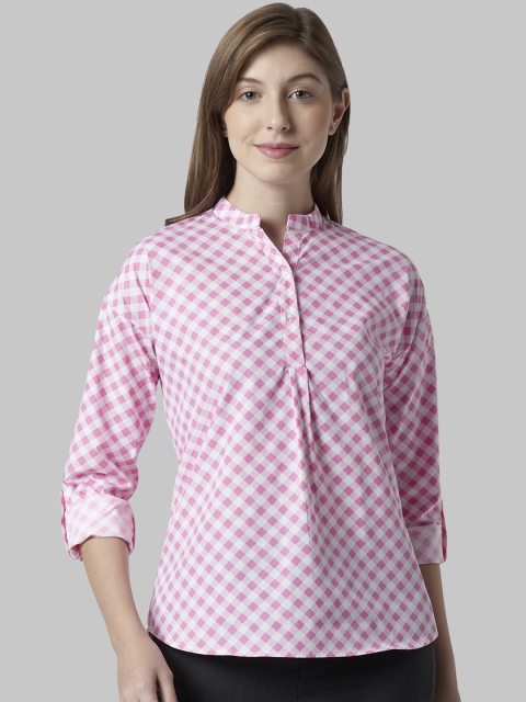 

Park Avenue Woman Pink Checked Shirt Style Top