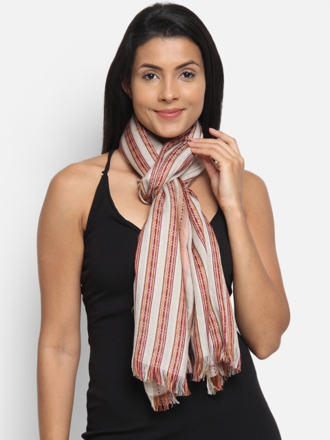 

Anekaant Women Brown Striped Stole
