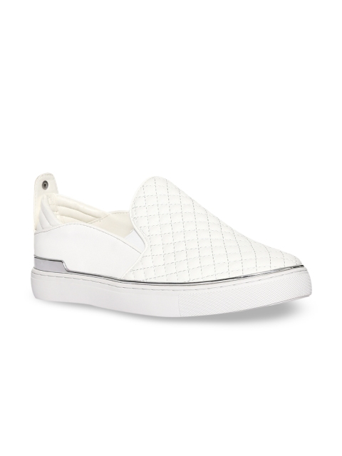 

Stride Women White Quilted Slip-On Sneakers