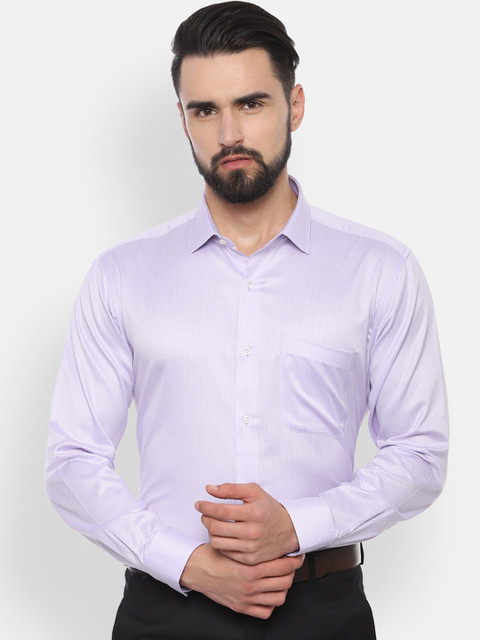 

Van Heusen Men Lavender Regular Fit Self Design Formal Shirt