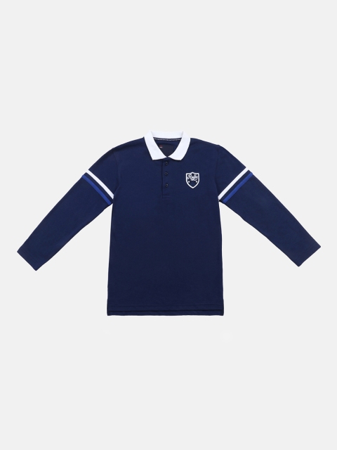 

Lil Tomatoes Boys Navy Blue Solid Henley Neck T-shirt