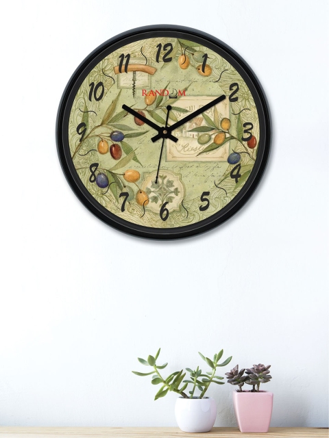

RANDOM Olive Green & Yellow Round Printed 30 cm Analogue Wall Clock