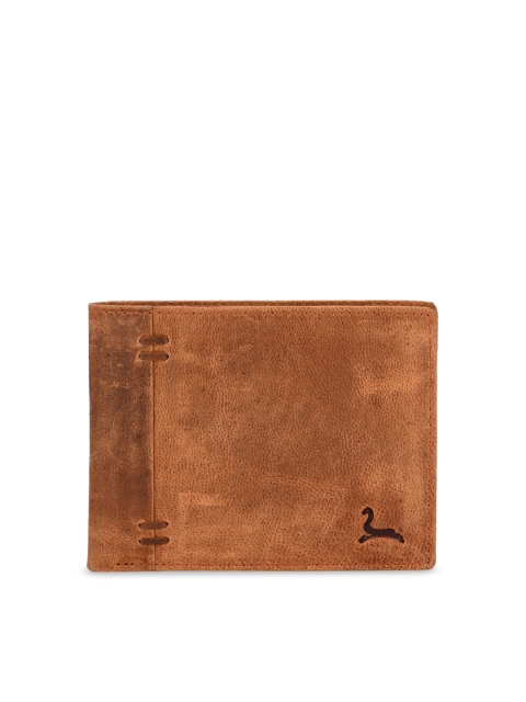 

Pacific Gold Men Tan Brown Solid Genuine Leather Two Fold Wallet