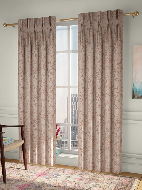 

CURTAIN LABEL Brown & Beige Set of 2 Long Door Curtains