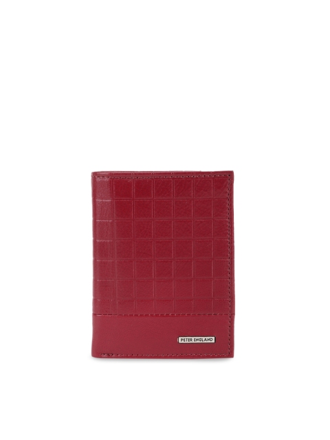 

Peter England Men Maroon Textured Two Fold Leather Wallet