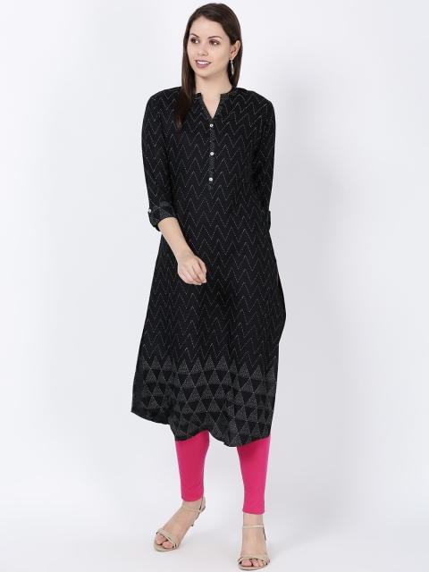 

Soch Women Black Printed Straight Kurta
