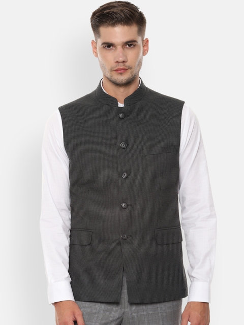 

Van Heusen Men Grey Woven Design Nehru Jacket