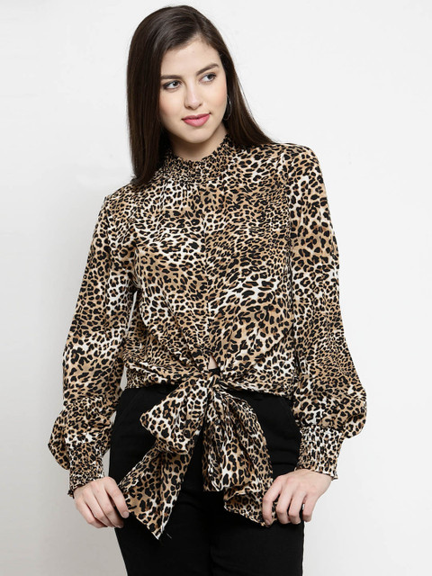 

Global Republic Women Brown & Black Animal Printed Crop Top