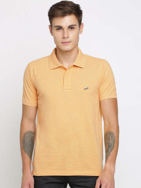 

Crocodile Men Orange Solid Polo Collar T-shirt