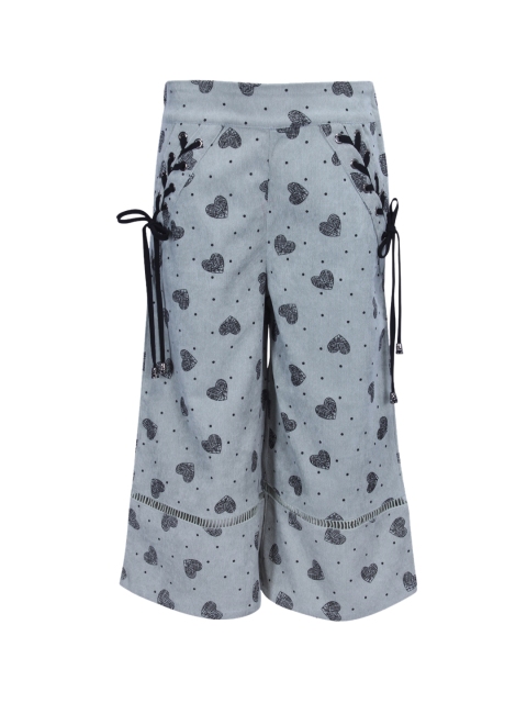 

CUTECUMBER Girls Green & Black Smart Regular Fit Printed Parallel Trousers