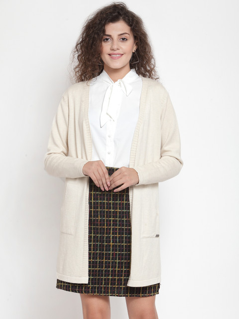 

Global Republic Women Beige Solid Open Front Shrug
