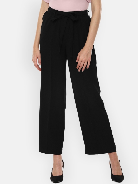 

Van Heusen Woman Black Regular Fit Solid Crop Parallel Trousers
