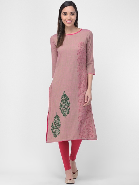 

aayusika Women Mauve Printed Straight Kurta