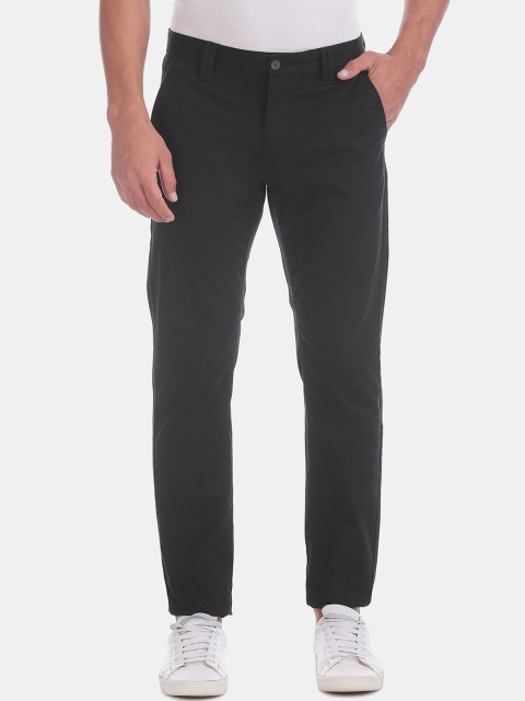 

Flying Machine Men Black Slim Fit Solid Regular Trousers