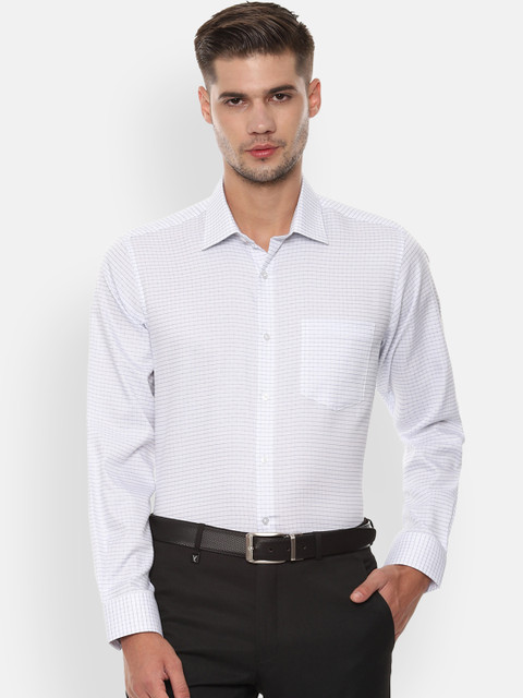 

Van Heusen Men White & Blue Regular Fit Checked Formal Shirt