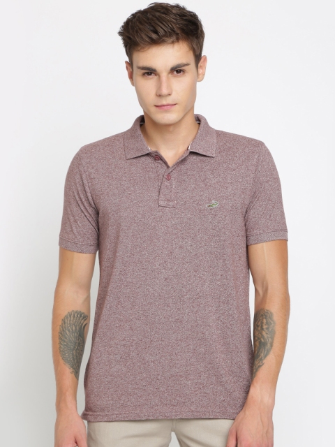 

Crocodile Men Mauve Solid Polo Collar T-shirt