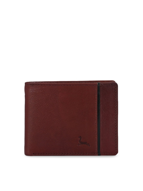 

Pacific Gold Men Brown Solid Genuine Leather Two Fold Wallet