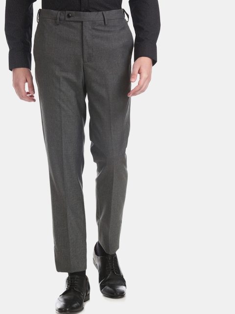 

Arrow Men Grey Tapered Fit Self Design Formal Trousers