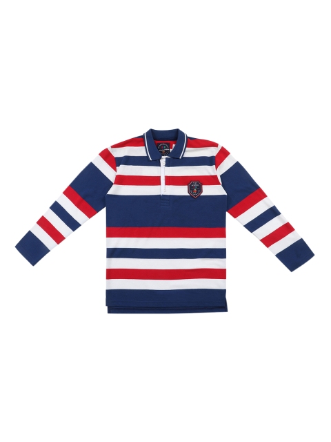 

Lil Tomatoes Boys Navy Blue Striped Henley Neck T-shirt
