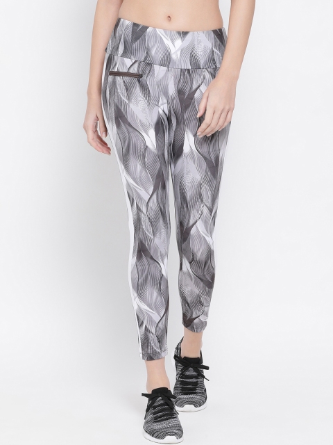 

Clovia Women Grey & White Printed Activewear Tights