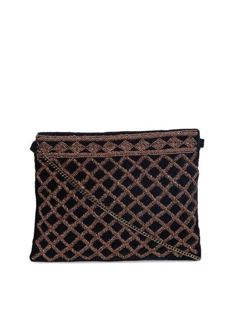 

Diwaah Black & Brown Embellished Sling Bag