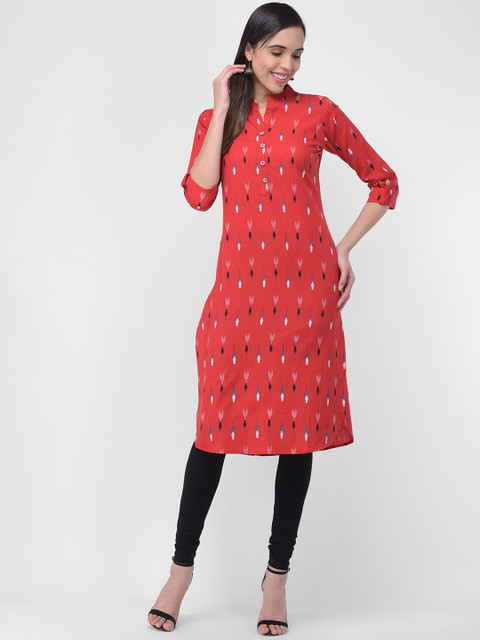 

aayusika Women Red & Black Printed A-Line Kurta