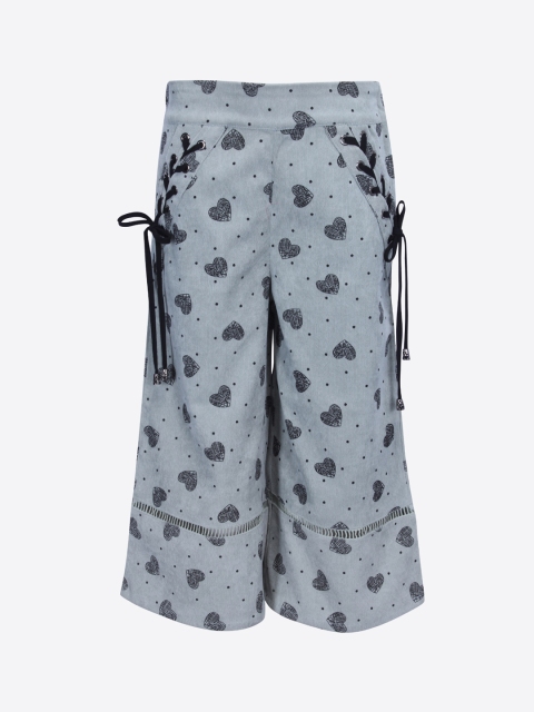 

CUTECUMBER Girls Green & Black Smart Regular Fit Printed Parallel Trousers