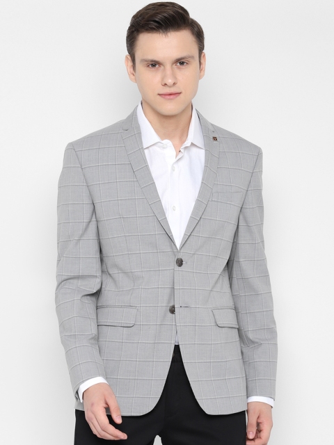 

Allen Solly Men Grey Checked Slim-Fit Single-Breasted Blazer