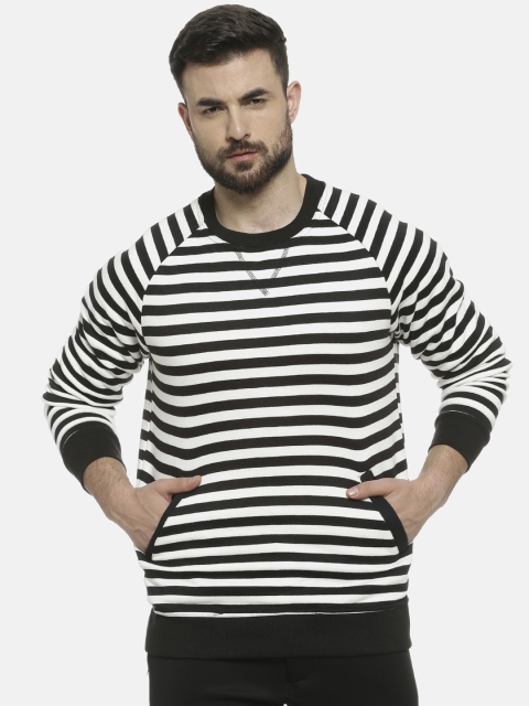 

Campus Sutra Men Black & White Striped Sweatshirt
