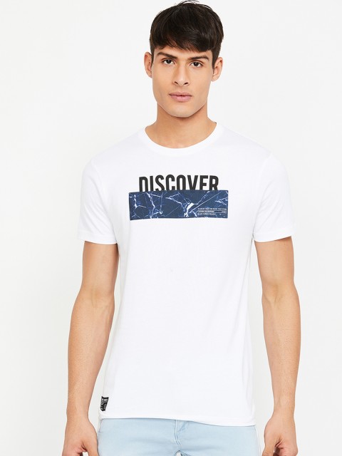 

Bossini Men White Printed Round Neck T-shirt