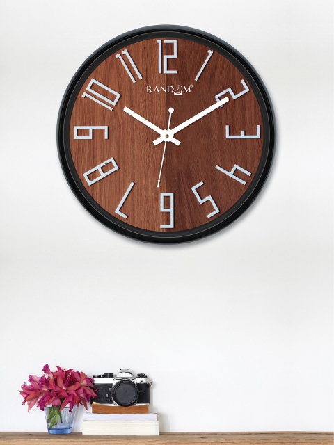 

RANDOM Brown Round Colourblocked 30 cm Analogue Wall Clock