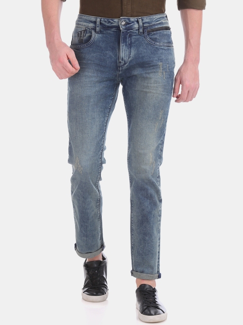 

Ed Hardy Men Blue Slim Fit Mid-Rise Low Distress Stretchable Jeans