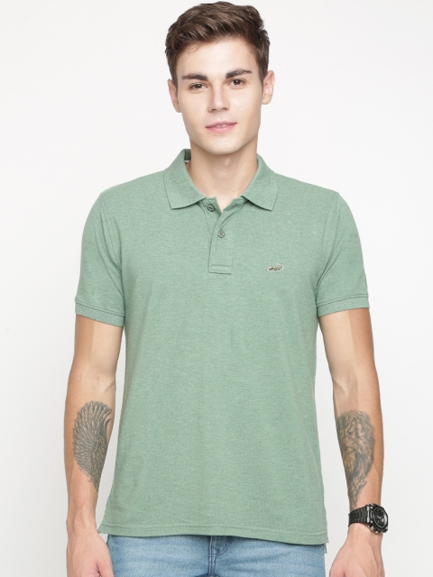 

Crocodile Men Green Solid Polo Collar T-shirt