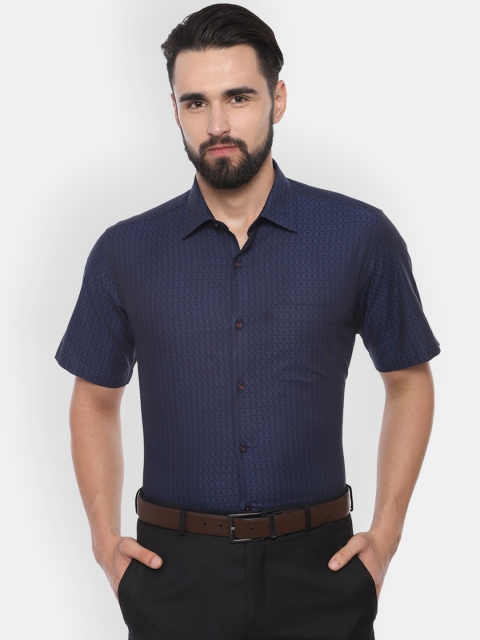 

Van Heusen Men Navy Blue Regular Fit Checked Formal Shirt