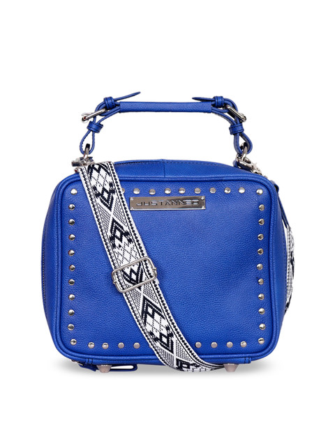 

Justanned Blue Solid Leather Sling Bag