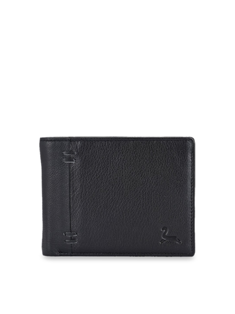 

Pacific Gold Men Black Solid Genuine Leather Two Fold Wallet