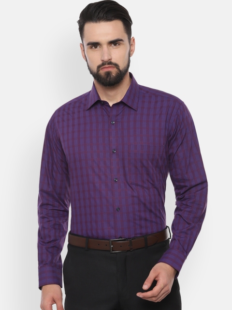 

Van Heusen Men Purple & Blue Regular Fit Checked Formal Shirt
