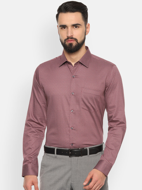 

Van Heusen Men Maroon Slim Fit Printed Formal Shirt