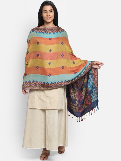

Anekaant Women Yellow & Orange Woven Design Shawl, Blue