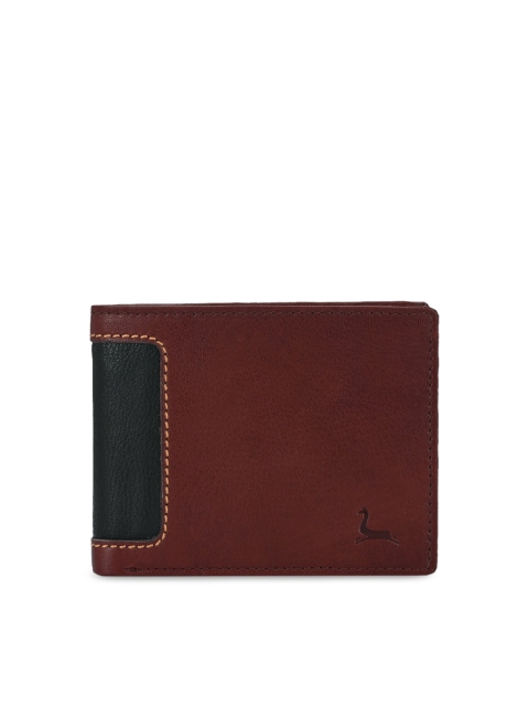 

Pacific Gold Men Brown Solid Genuine Leather Two Fold Wallet