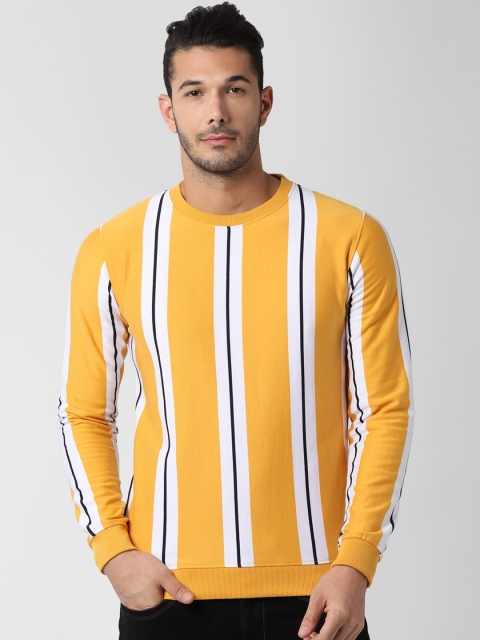

Peter England Casuals Men Yellow & White Striped Sweatshirt