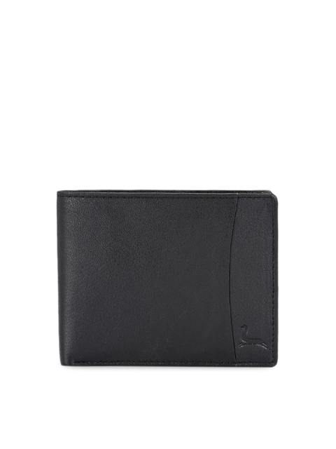 

Pacific Gold Men Black Solid Genuine Leather Two Fold Wallet