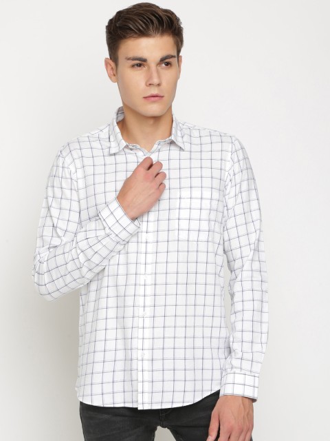 

Crocodile Men White & Black Slim Fit Checked Casual Shirt