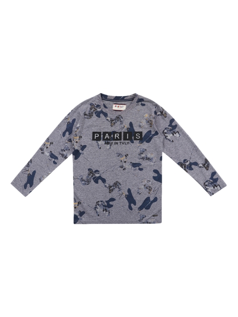 

Lil Tomatoes Boys Grey Printed Round Neck Pure Cotton T-shirt